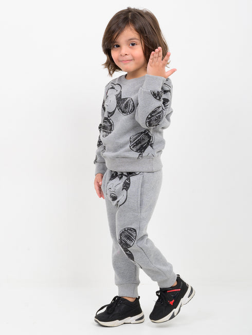 Mickey Themed Fleece Suit (Dark Grey)