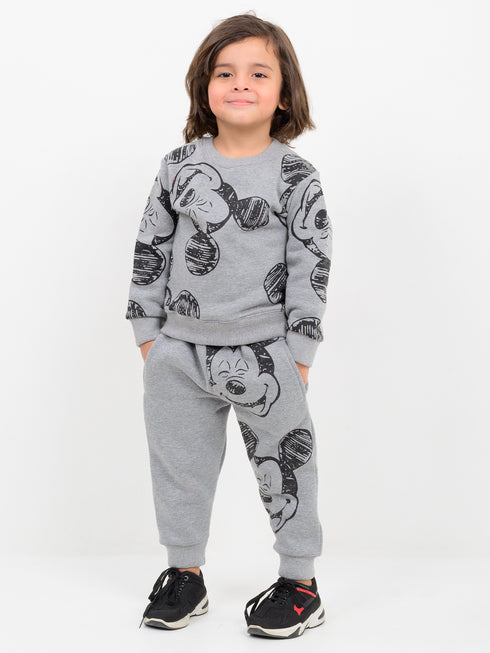 Mickey Themed Fleece Suit (Dark Grey)