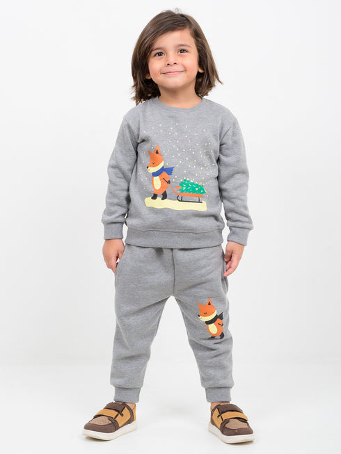 Foxy Festive Fleece Suit (Ash Grey)