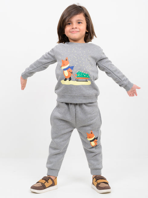 Foxy Festive Fleece Suit (Ash Grey)