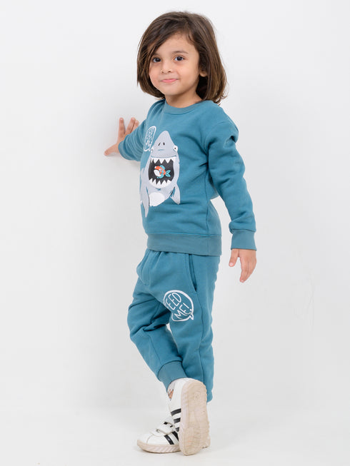 Hungry Shark Themed Fleece Suit (Deep Sea Teal)
