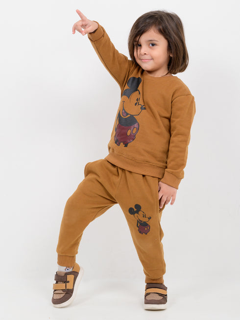 Classic Mickey Themed Fleece Suit (Caramel Brown)