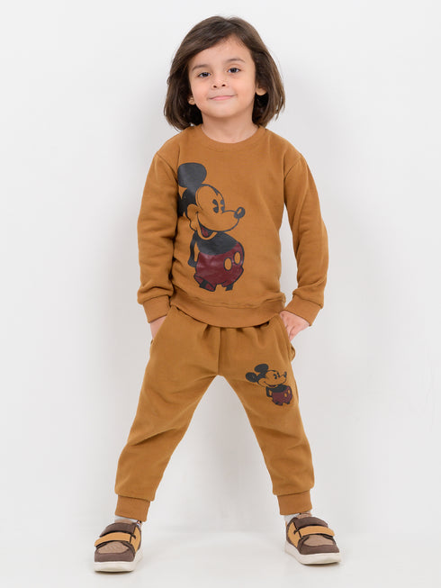 Classic Mickey Themed Fleece Suit (Caramel Brown)