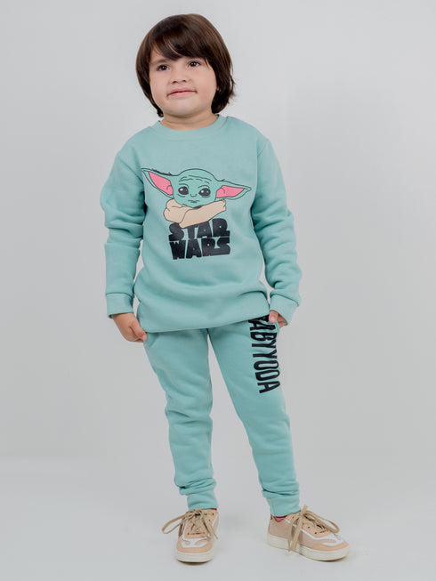 Baby Yoda Fleece Suit (Soft Blue)