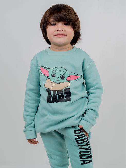 Baby Yoda Fleece Suit (Soft Blue)