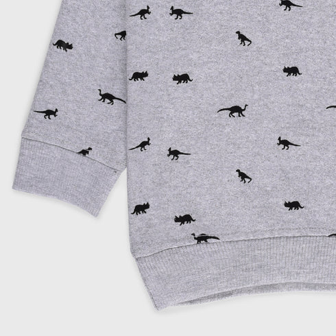 Dinosaur Printed Terry Sweatshirt (Grey)