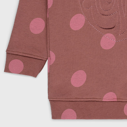 Heart Embossed Fleece Sweatshirt (Brown)