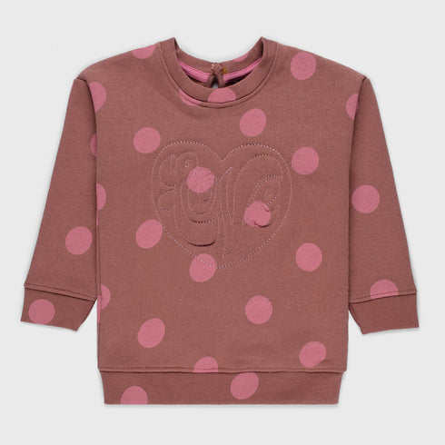 Heart Embossed Fleece Sweatshirt (Brown)