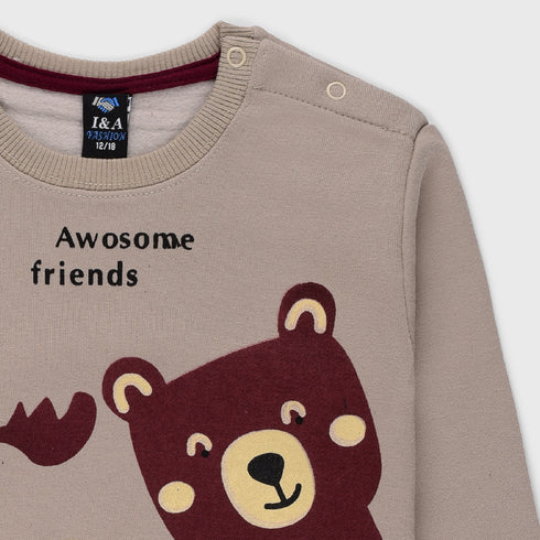 Awesome Friends Fleece Sweatshirt (Light Brown)