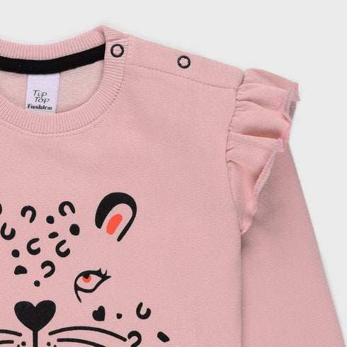 Lion Printed Fleece Sweatshirt (Pink)