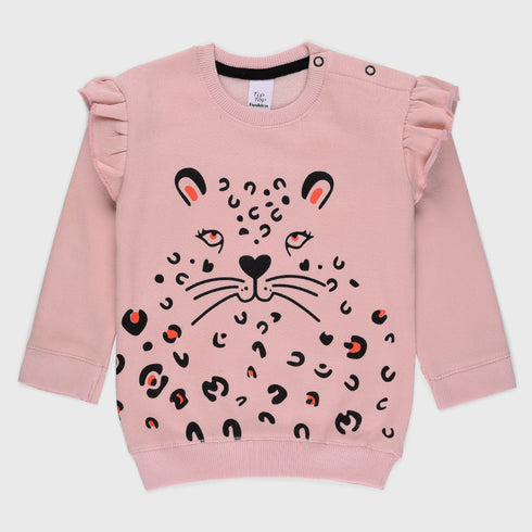 Lion Printed Fleece Sweatshirt (Pink)