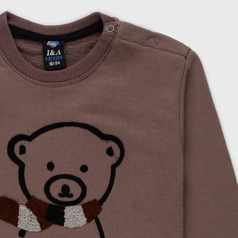 Bear Printed Terry Sweatshirt (Brown)