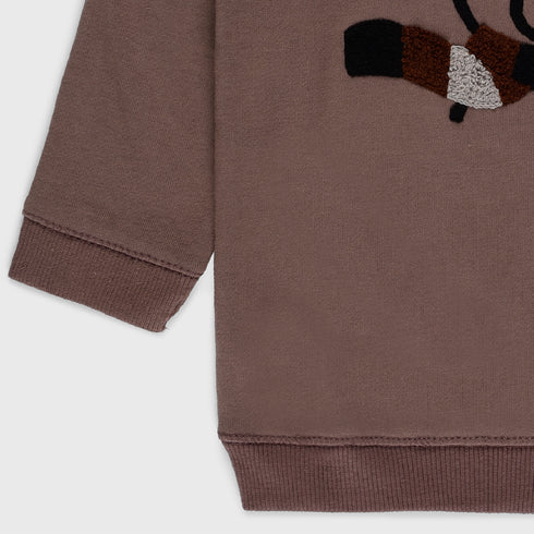 Bear Printed Terry Sweatshirt (Brown)