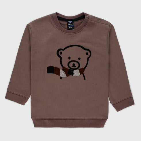 Bear Printed Terry Sweatshirt (Brown)