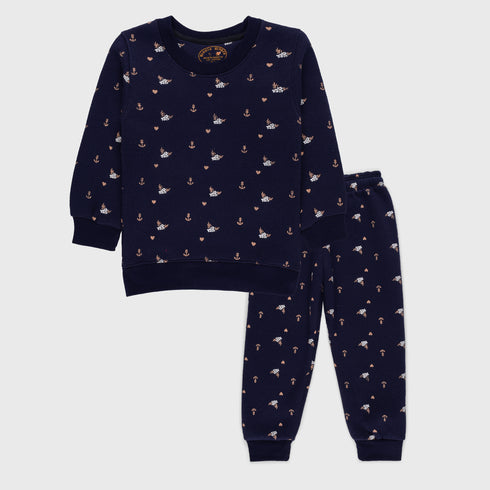 Floral Fleece Tracksuit (Navy)