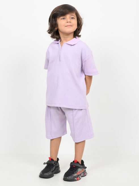 Classic Zip Polo Set (Lilac)