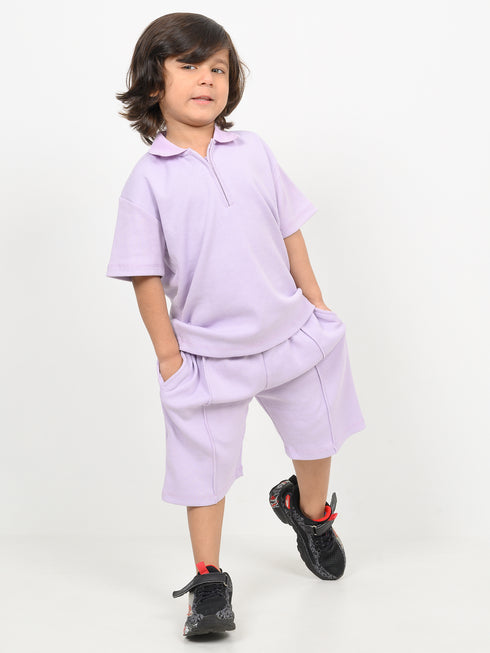 Classic Zip Polo Set (Lilac)