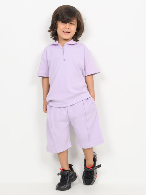 Classic Zip Polo Set (Lilac)