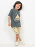 Little Sailor Cotton Short Set (Dark Green & Beige)