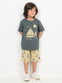 Little Sailor Cotton Short Set (Dark Green & Beige)