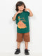 The Mama Bear Cotton Short Set (Dark Green & Brown)