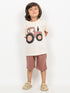 The Rustic Roller Cotton Short Set (Cream & Brown)