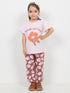 Frill Sleeves Remember Your Wings Cotton Trouser Set (Soft Cream & Brown)