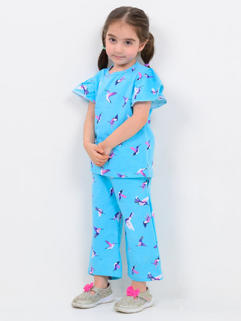 Birdie Bliss Cotton Trouser Set (Feather Blue)
