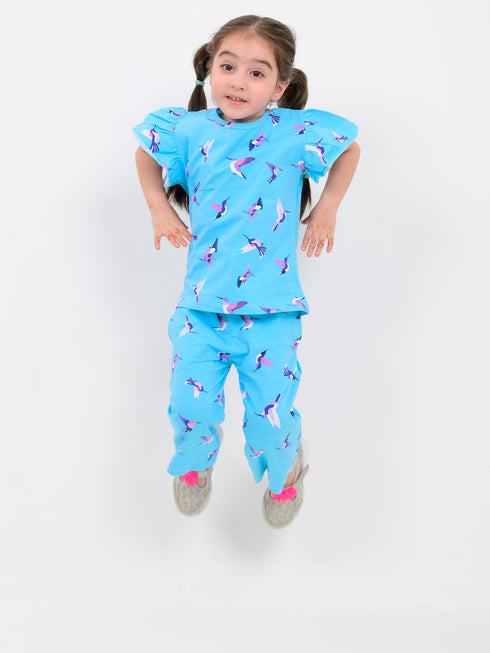Birdie Bliss Cotton Trouser Set (Feather Blue)
