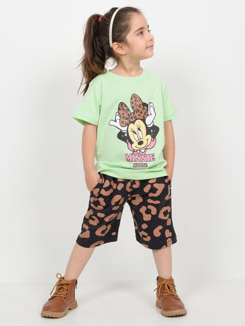 Minnie Bow Babe Cotton Short Set (Mink Green & Black)