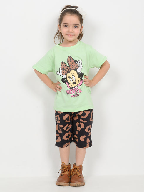 Minnie Bow Babe Cotton Short Set (Mink Green & Black)