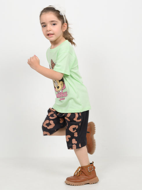 Minnie Bow Babe Cotton Short Set (Mink Green & Black)