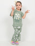 Frill Sleeves Daisy Meadow Cotton Trouser Set (Soft Green)
