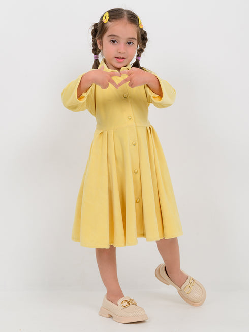 The Graceful Velvet Frock (Yellow)