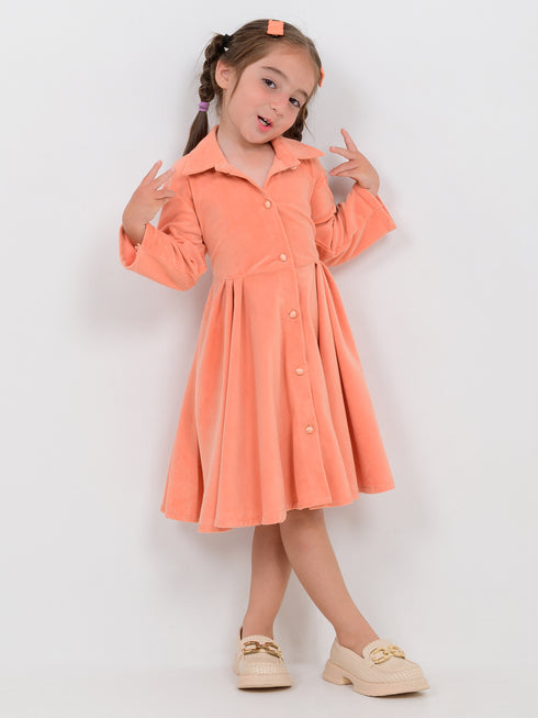 The Graceful Velvet Frock (Orange)