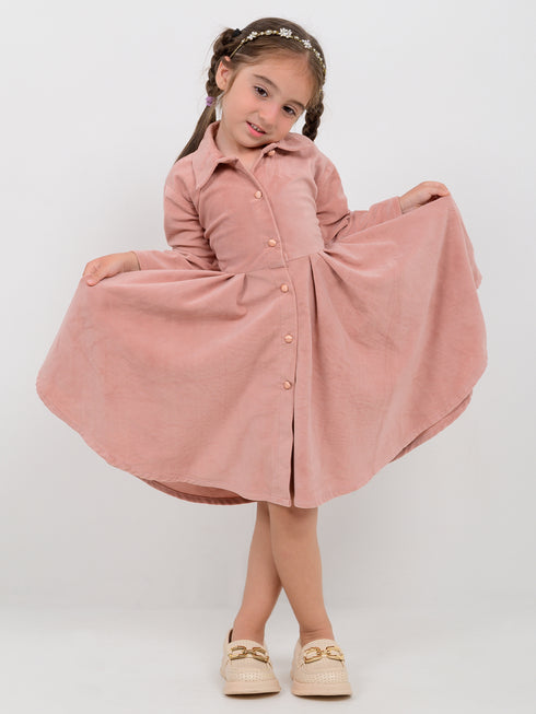 The Graceful Velvet Frock (Light Peach)