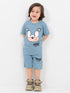 Sonic Themed Cotton Short Set (Blue-Gray)