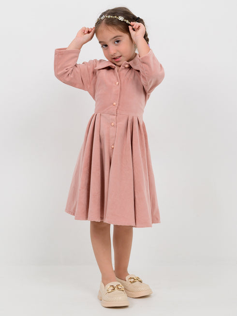 The Graceful Velvet Frock (Light Peach)