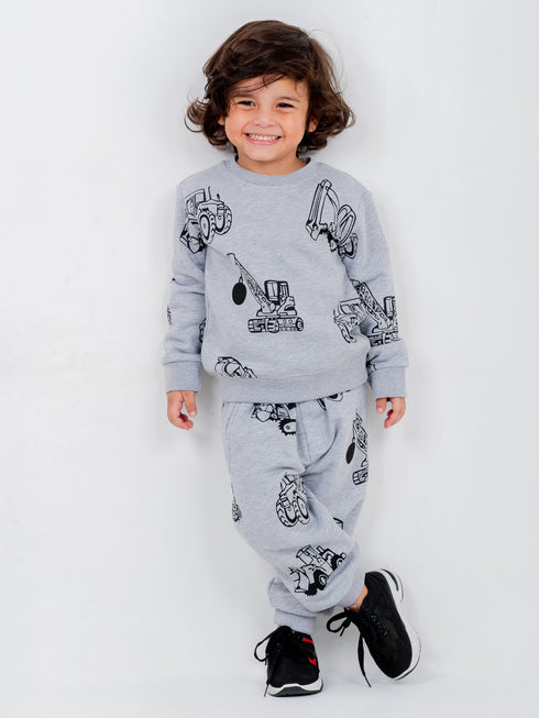 Construction Themed Fleece Suit (Grey)