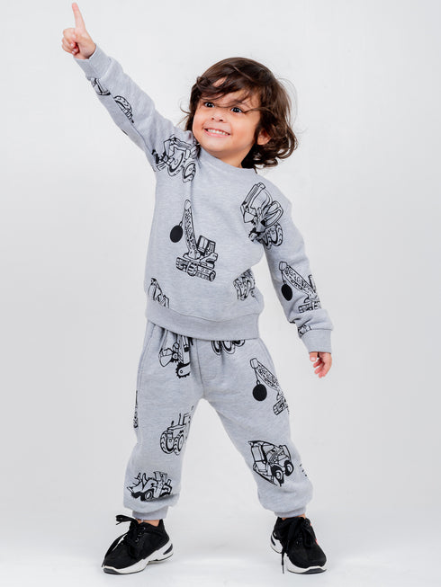 Construction Themed Fleece Suit (Grey)