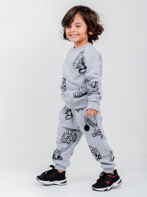 Construction Themed Fleece Suit (Grey)