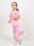 Frill Sleeves Unicorn Love Cotton Trouser Set (Baby Pink)