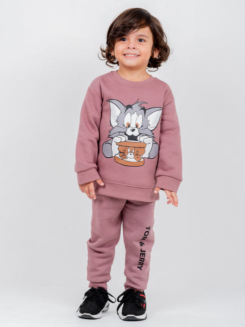 Tom & Jerry Themed Fleece Suit (Mauve)