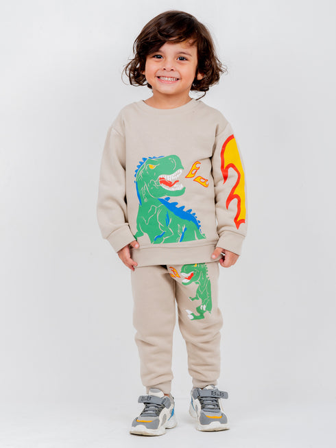 Dragon Themed Fleece Suit (Coffee Cream)