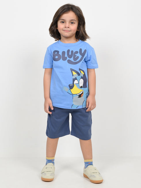 Playtime Bluey Cotton Short Set (Sky Blue & Navy)