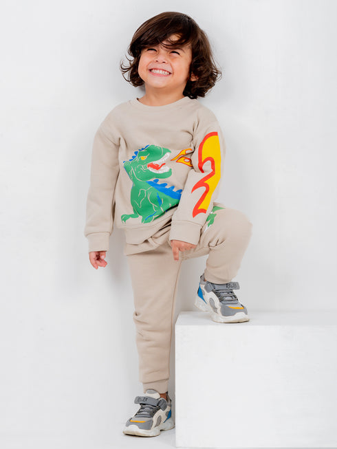 Dragon Themed Fleece Suit (Coffee Cream)