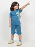 Roary Dino Cozy Cotton Short Set (Ocean Teal)