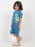 Roary Dino Cozy Cotton Short Set (Ocean Teal)