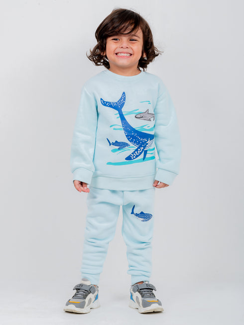 Under The Sea Fleece Suit (Soft Blue)