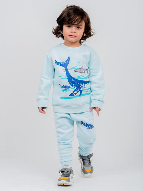 Under The Sea Fleece Suit (Soft Blue)